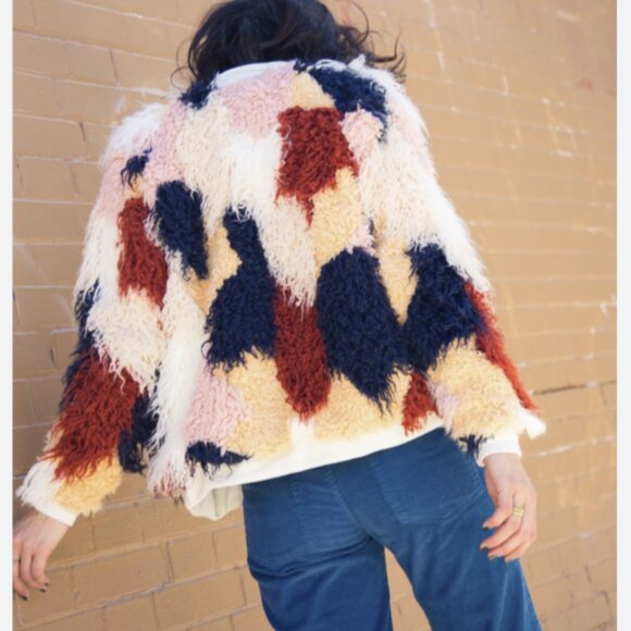 Nico Nico Spirit Faux Fur Bomber Jacket Multi Shaggy Full Zip Size Medium - Picture 2 of 16